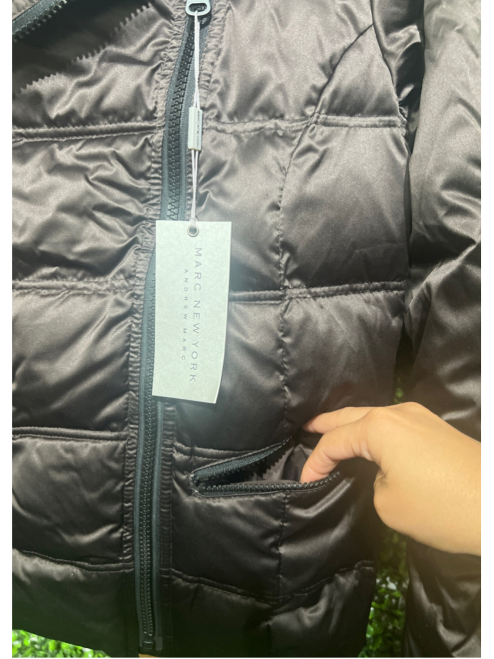 Mens Andrew Marc New York Asymmetrical Full Zip Puffer Down Jacket Size M Brown - Picture 2 of 12